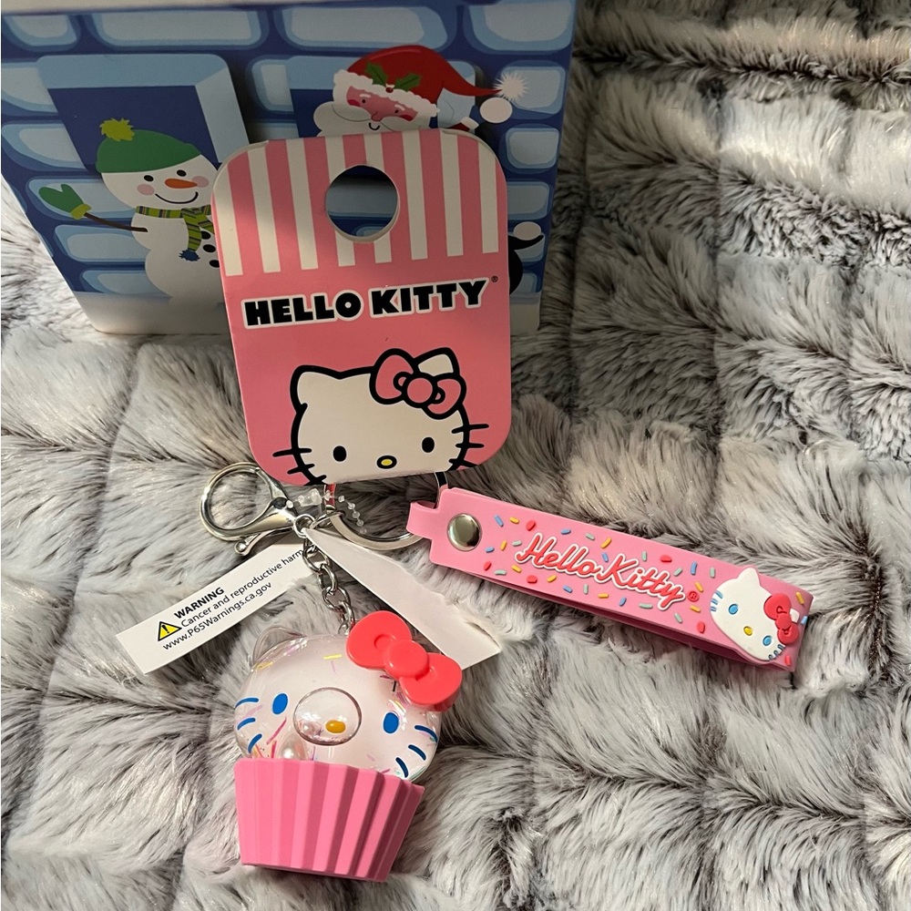 Hello Kitty Pink Bag Charm Keychain Set